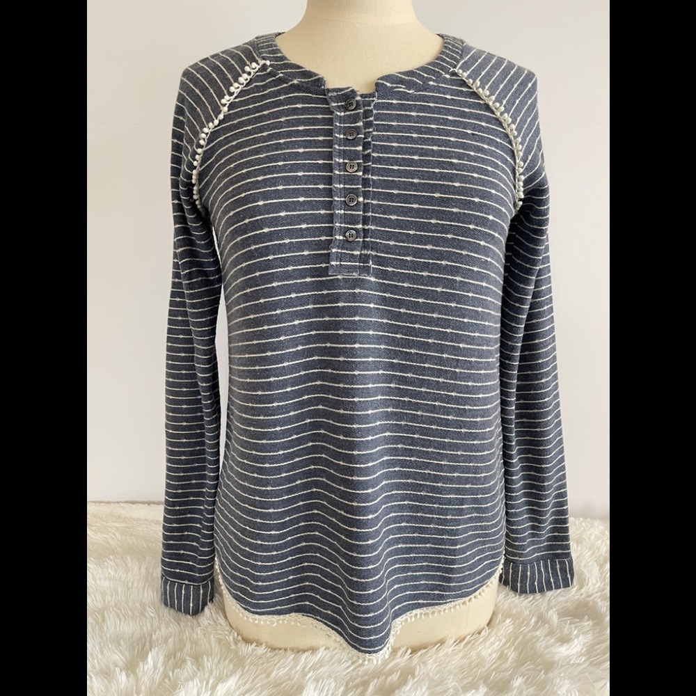 Hem & Thread Blue Striped Long Sleeve Sweater S